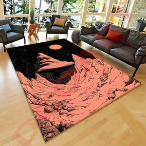 Surreal Desert Moon Rug, Cosmic Art Area Rug, Abstract Landscape Home Decor, Unique Gift for Art Lovers, Bohemian Space-Themed Rug