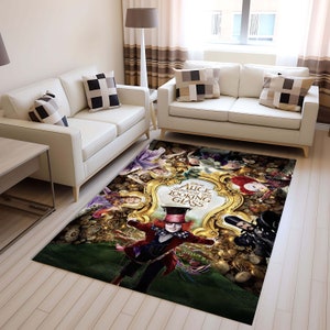 Alice in Wonderland, Alice Rug, White Rabbit Rug, Movies Rug, Movie Room Decor, Custom Rug, Popular Rug, Cheap Rug, Living Room,