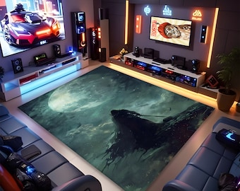 Anime Area Rug: Japanese Abstract Carpet, Gamer Room Decor