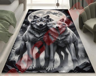 Wolf Rug, Wolf Pattern Rug, Animal Rug, Wolf Themed Rug, Custom Rug, Animal Live Rug, Living Room Rug, Personalized Gift Rug, Non-Slip Rug