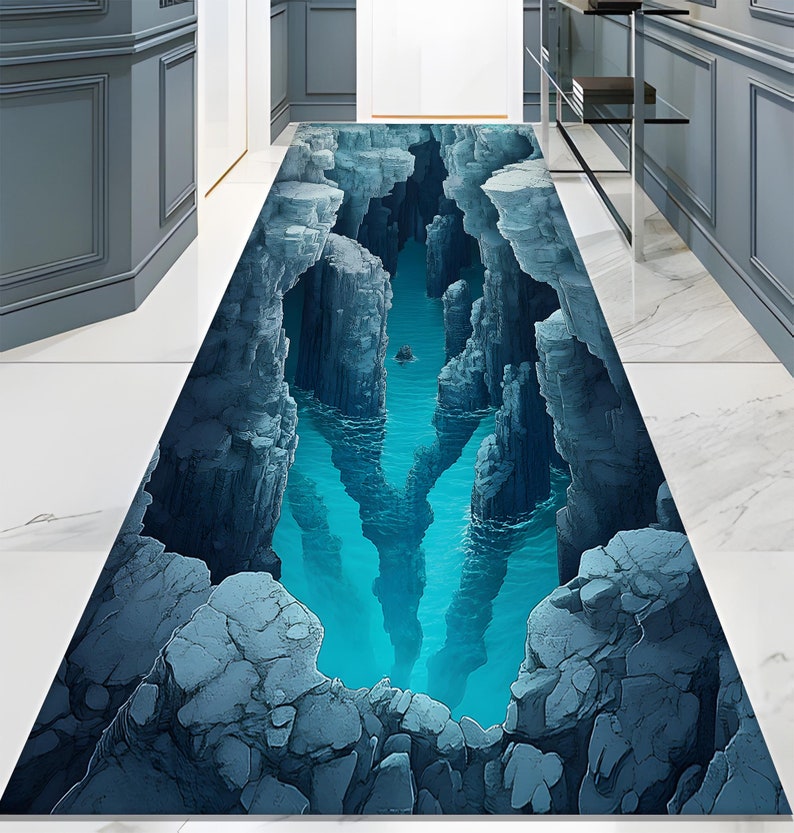 Fake Abyss Rug 3D Optical Illusion Runner Rug: Deep Sea Abstract Design - Etsy