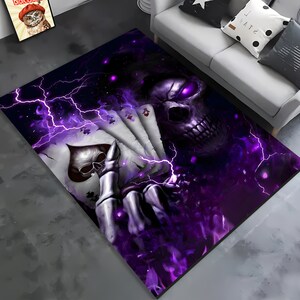 Schädel Teppich, Spielkarten Teppich, Roter Teppich, Schädelkopf, Geschenk für Jungen Mädchen, Cooler Teppich, Für Wohnzimmer, Teppich, Populer Teppich, Fantastischer Teppich