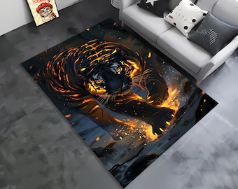 Tiger Rug, Lion Rug, Japanase Design, Animal Rug, Popular Rug, Living Room Rug, Gift For, Area Rug,Customizable Rug, Colorfull, Cool Rug