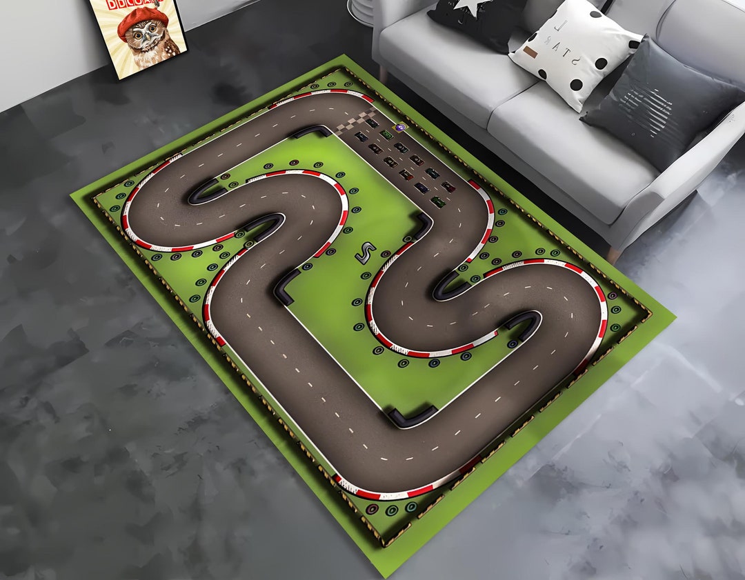 Race Track Rug: Kids Room Speedway Decor, Personalized Gift - Etsy