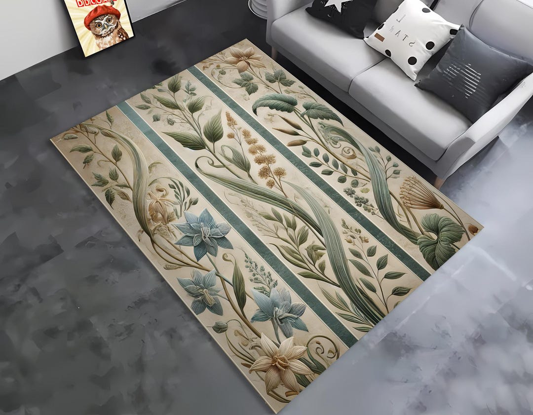 Earthy Fun Runner Rug Botanical Runner Rug: Earthy Floral Leaf Pattern, Eco-friendly Decor - Etsy