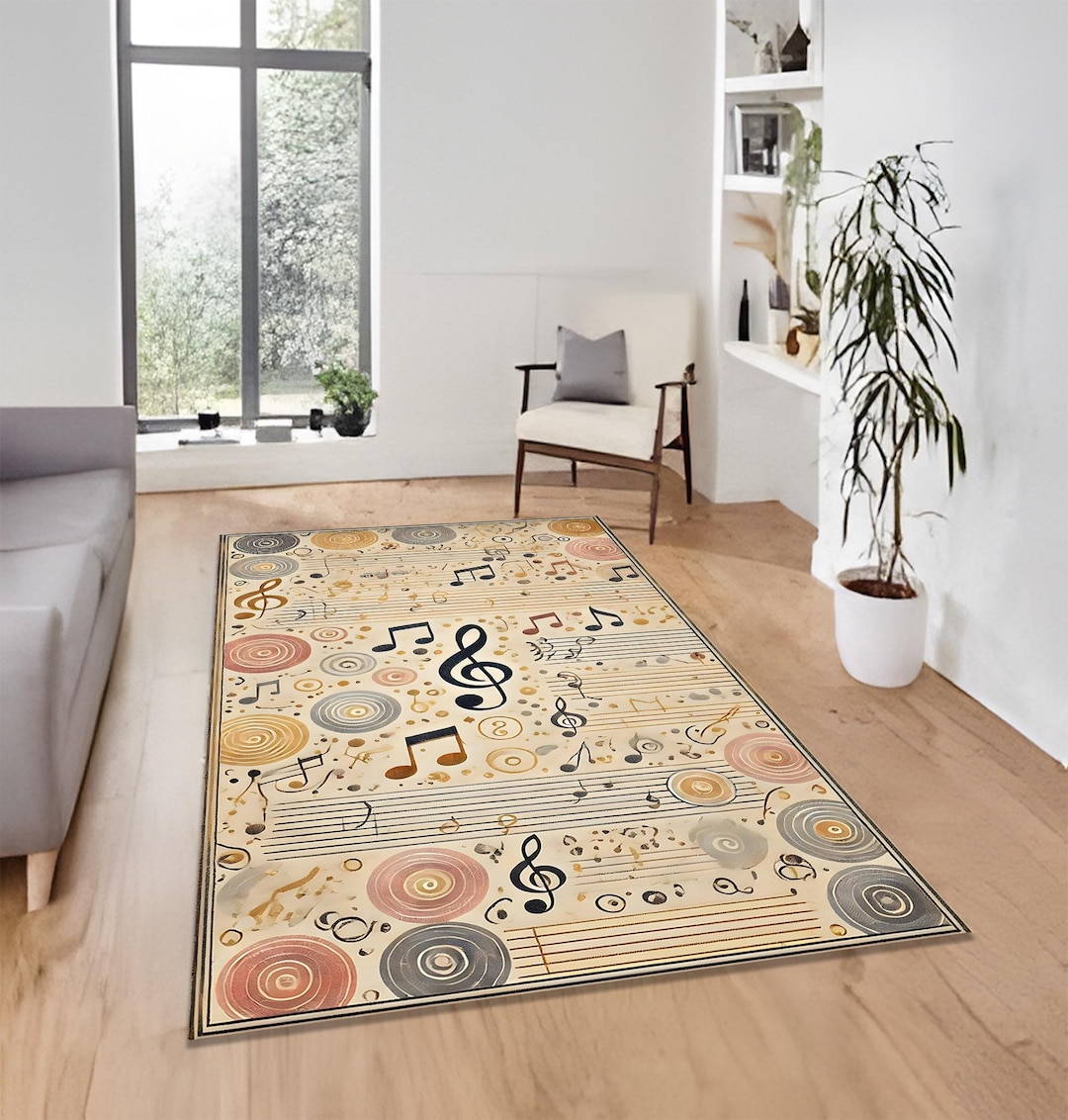 Music Note Area Rug: Modern Pastel Musical Theme - Etsy