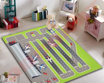 Airport Runway Rug, Kids Room Decor, Personalized Playmat