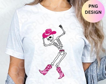 Pink Cowboy Skeleton, Spooky, Cowboy Skeleton, Cowboy Hat, Western Halloween, Country Halloween, Yeehaw, Dancing Skeleton, Instant Download