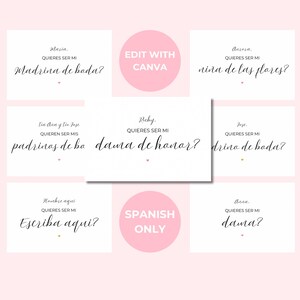 Plantilla para Boda Cartões de Proposta Espanhola Modelo Canva Editável para Cartões de Proposta de Casamento Cartões de Proposta Instantâneos para Download em Espanhol