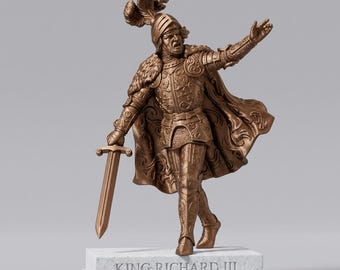 Koning Richard III te paard – Slag bij Bosworth 1485 – Beeld met bronzen effect