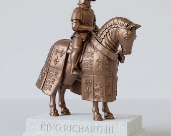 Koning Richard III te paard – Slag bij Bosworth 1485 – Beeld met bronzen effect