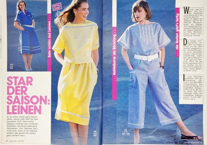 Magazine BURDA MODEN Vintage Avril 1984 – Modèles Filet, Popeline Et Lin Pour Mode Jeune – Collection Occasion