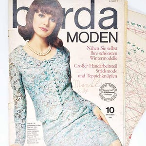 110+ patterns, 10/1965 Burda Moden October Vintage Fashion Magazine, sewing patterns and instruction