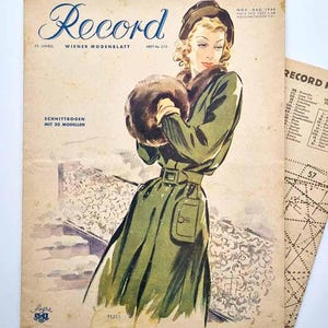 12/1946 Record Wiener Modenblatt December Vintage Fashion Magazine, sewing patterns with instruction