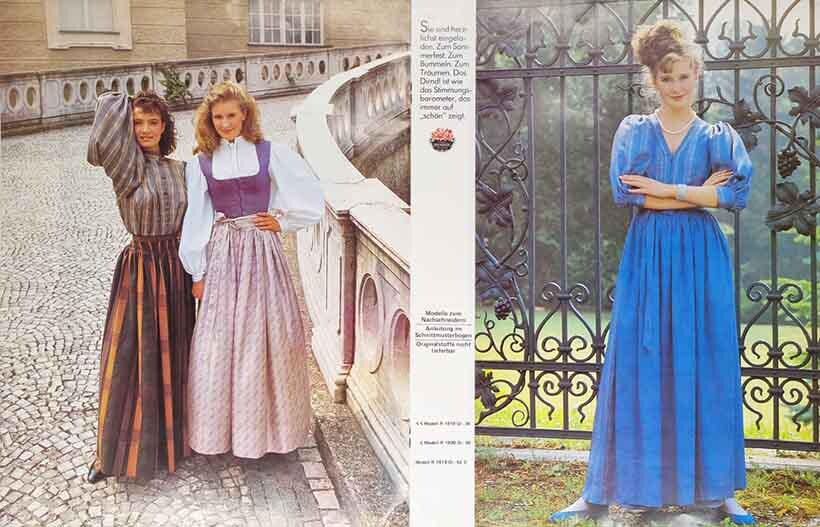 Austrian Patterns Retro 1985 DIRNDL Folklore Austrian Traditional Wear Vintage Magazine, Sewing ...