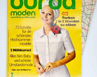 7/1971 Burda Moden July Vintage Fashion Magazine, sewing patterns and instruction