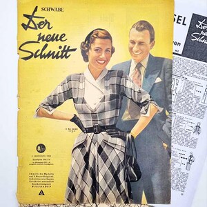 8/1952 "Der Neue Schnitt" August Fashion Magazine, naaipatroon en instructie
