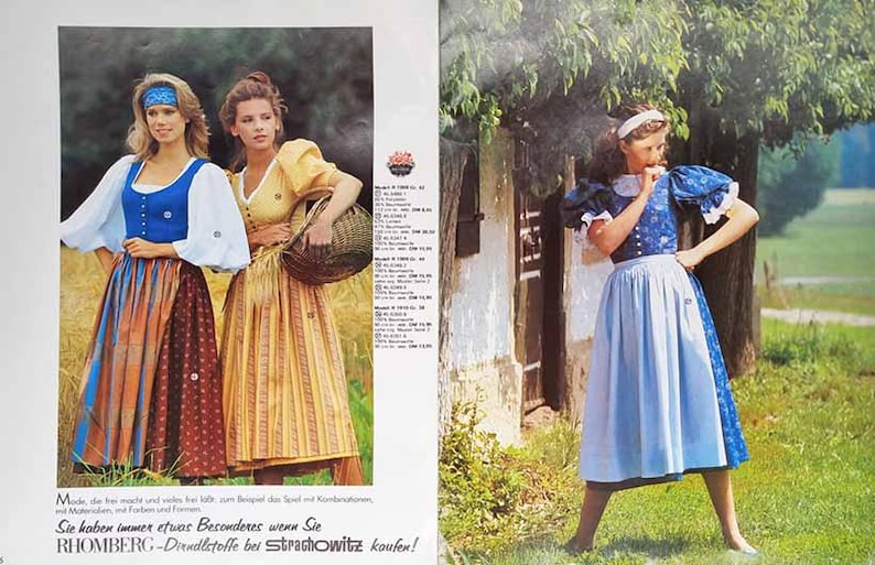Austrian Patterns Retro 1985 DIRNDL Folklore Austrian Traditional Wear Vintage Magazine, Sewing ...