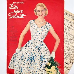 7/1958 "Der Neue Schnitt" July Vintage Fashion Magazine, padrões de costura e instruções