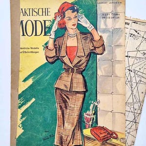 "7/1951 ""Praktische Mode" Juli Vintage Mode Magazin , Schnittmuster und Nähanleitung."