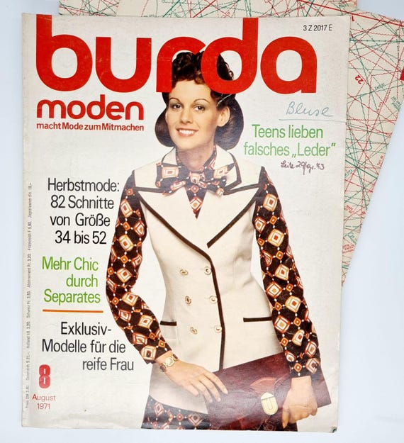 70種類以上のパターン、1971年8月号 Burda Moden 8月号 夏季