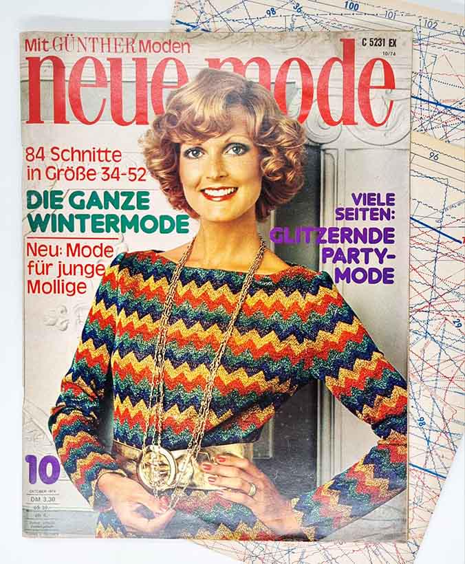 90+ Patterns, 10/1974 Neue Mode October Vintage Fashion Magazine