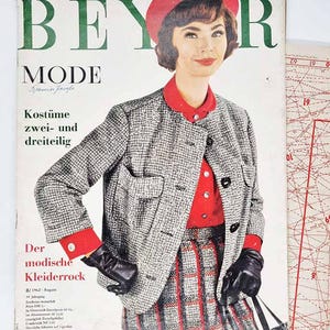 60+ patterns, 8/1962 Beyer Mode August Vintage Fashion Magazine, sewing patterns and instruction