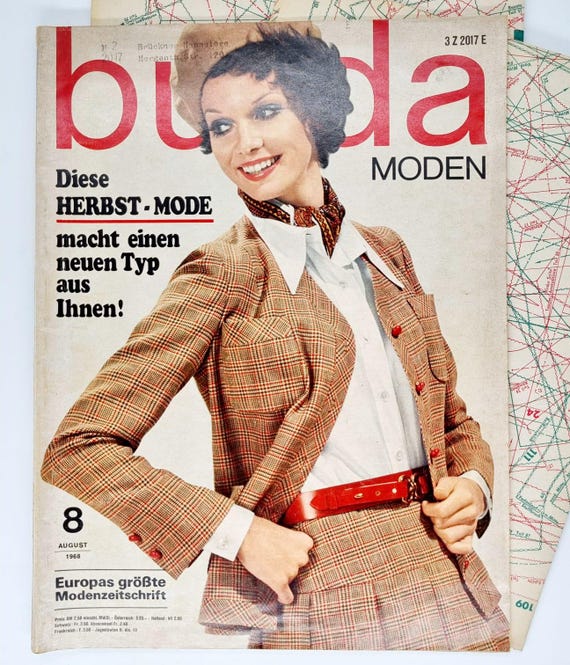 65+ Patterns, 8/1968 Burda Moden August Vintage Fashion Magazine