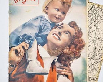 55+ patronen, 4/1954 Brigitte September Vintage Fashion Magazine, naaipatronen en instructies