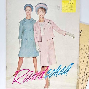 28 patterns, 6/1962 Rundschau June Vintage Fashion Magazine, sewing patterns and techniques