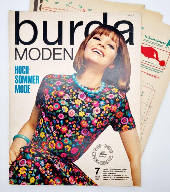 Más de 80 patrones, revista de moda vintage Burda Moden de julio