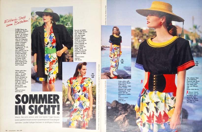 Magazine Burda Moden Mars 1988 - Patron Veste à La Mode Miss B, Occasion Vintage