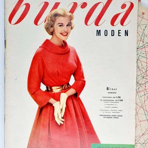 60+ Schnittmuster, 8/1957, Burda Moden August Vintage Mode-Magazin, Schnittmuster und Nähanleitung