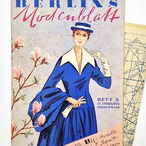 3/1955 Berlins Modenblatt March Vintage Fashion Magazine, sewing patterns and instruction