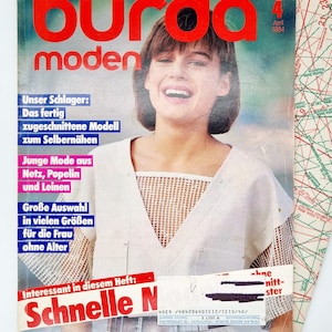 100+ patterns, 4/1984 Burda Moden April Vintage Fashion Magazine, sewing patterns and an easy-to-follow instruction, 80s patterns lot