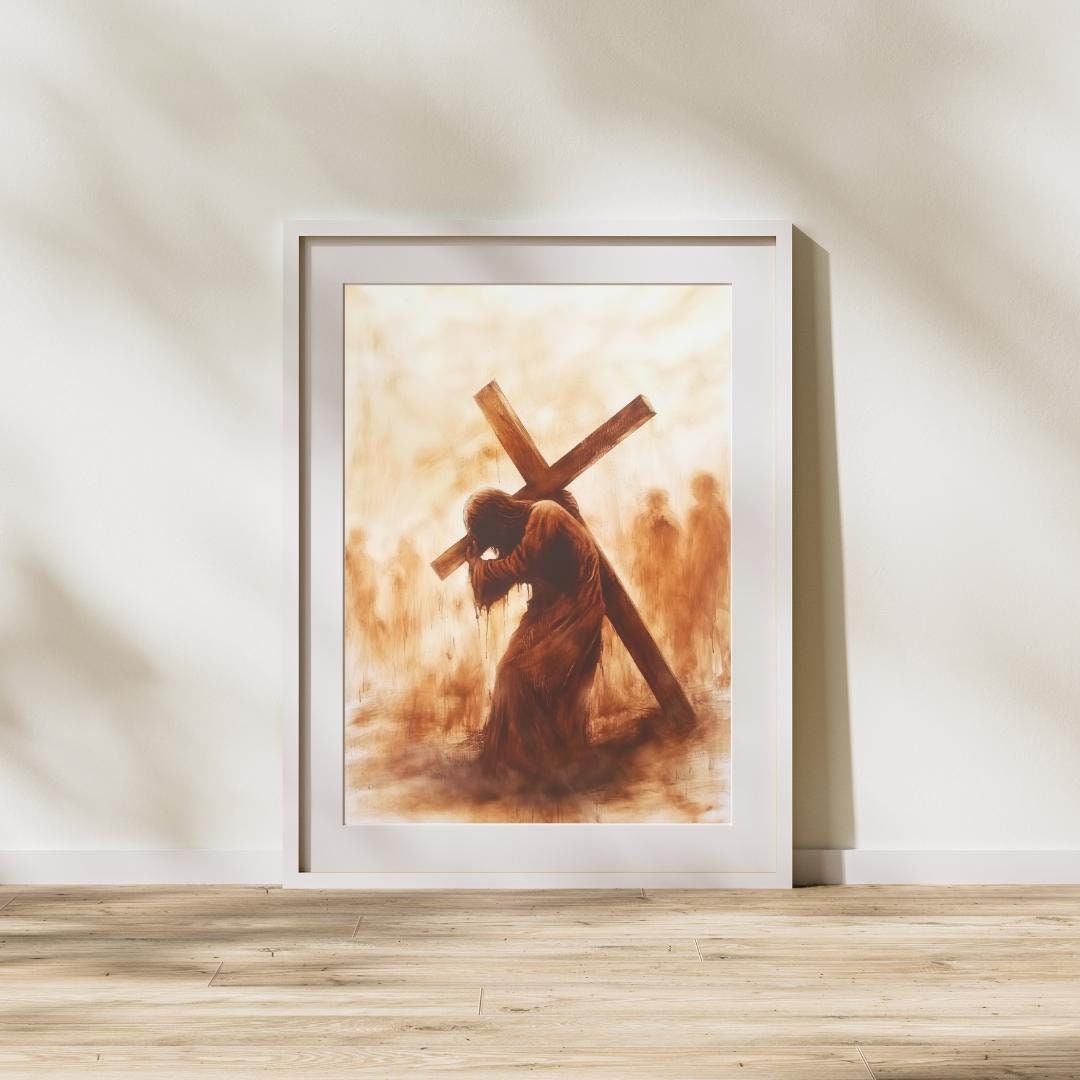 Jesus Carrying the Cross | Digital Christian Art | Religious Wall Decor ...
