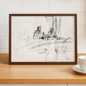 Bar Talk Wall Art - eenvoudige restaurantschetsprint - vintage loungeposter - stijlvolle cocktailtekening - retro dining-kunstwerk - chique bistro