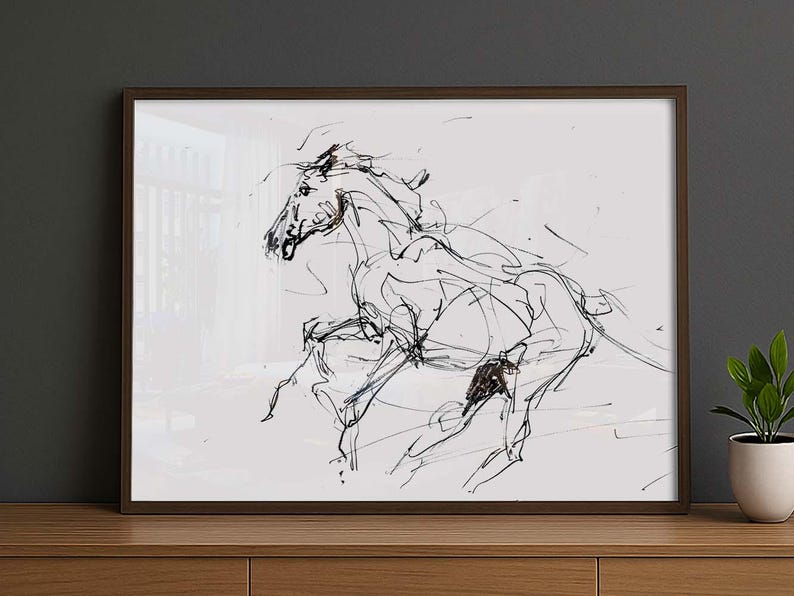 Abstract Horse Wall Art - Minimalist Equine Print - Simple Stallion ...