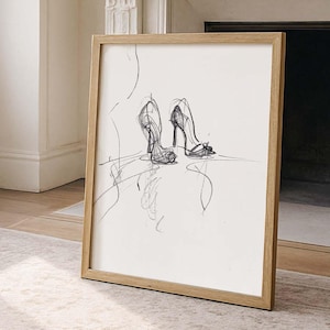 Chic Heeled Shoe Wall Art – Vintage Elegance Sketch Print – Stylish Stiletto Poster – Feminine Fashion Drawing – Minimal Modern Artwork