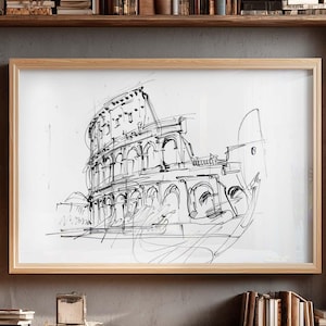 Timeless Rome Wall Art - Antique Monument Sketch Print - Rustic Italy Poster - Historic Architecture Drawing - Classic Italy Simple Artwork