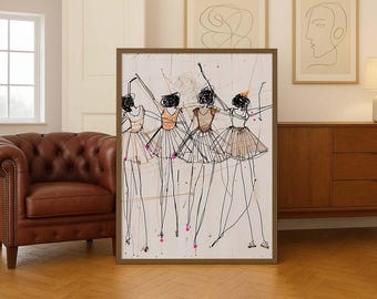 Abstract Dancers Wall Art - Graceful Dancer Print - Serene Movement Sketch - Modern Poise Drawing - Tranquil Female Artwork - Elegant Ballet