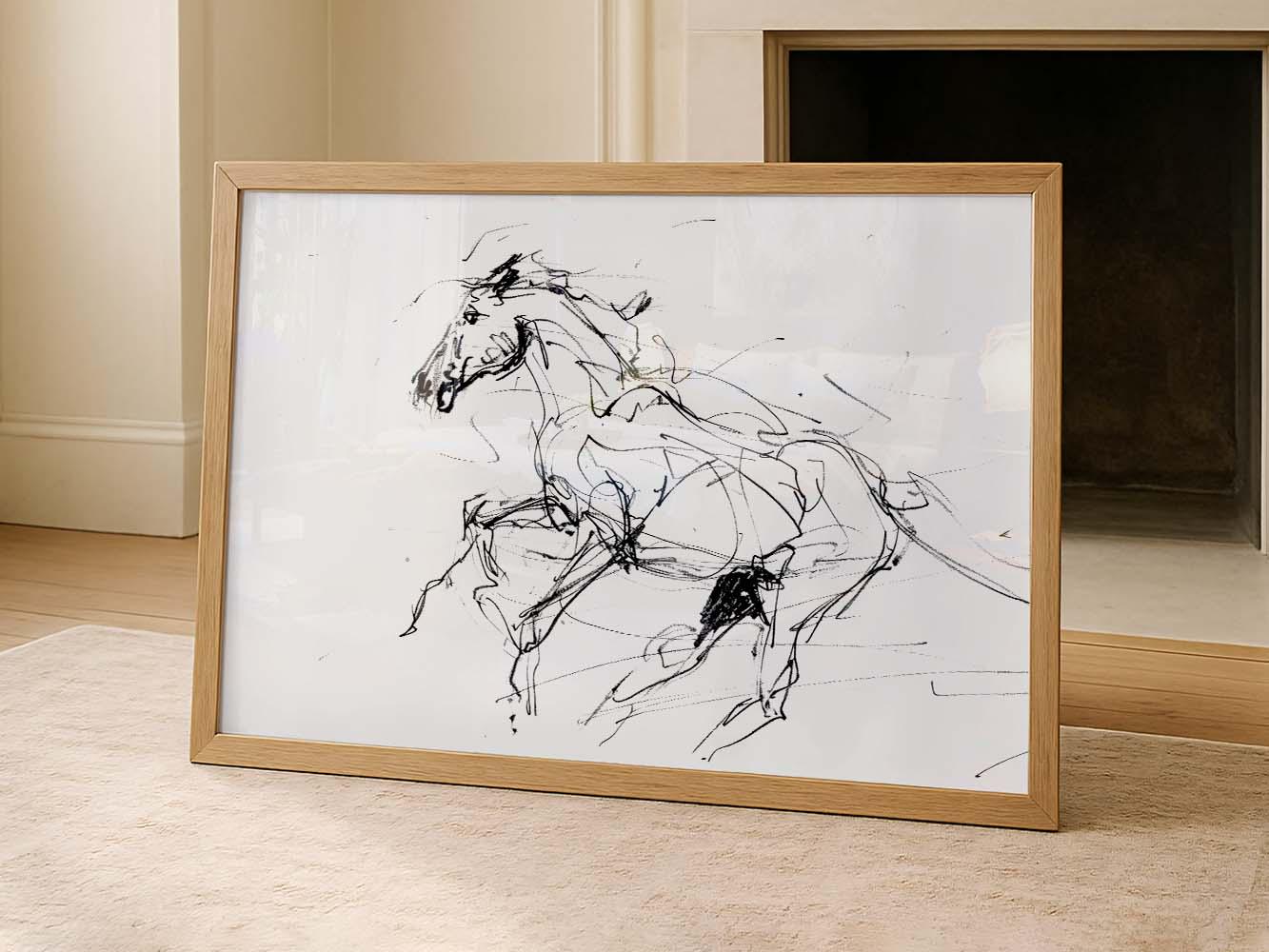 Abstract Horse Wall Art - Minimalist Equine Print - Simple Stallion ...