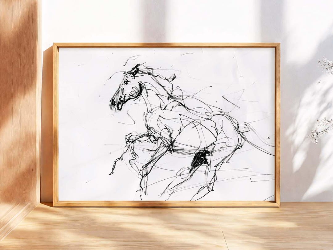 Abstract Horse Wall Art - Minimalist Equine Print - Simple Stallion ...