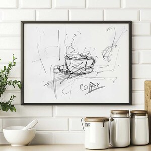 Rustikale Café Wandkunst - Retro Espresso Skizze Druck - Gemütliches Getränke Poster - Urban Kitchen Zeichnung - Nostalgische Barista Zeichnung - Sleek Latte