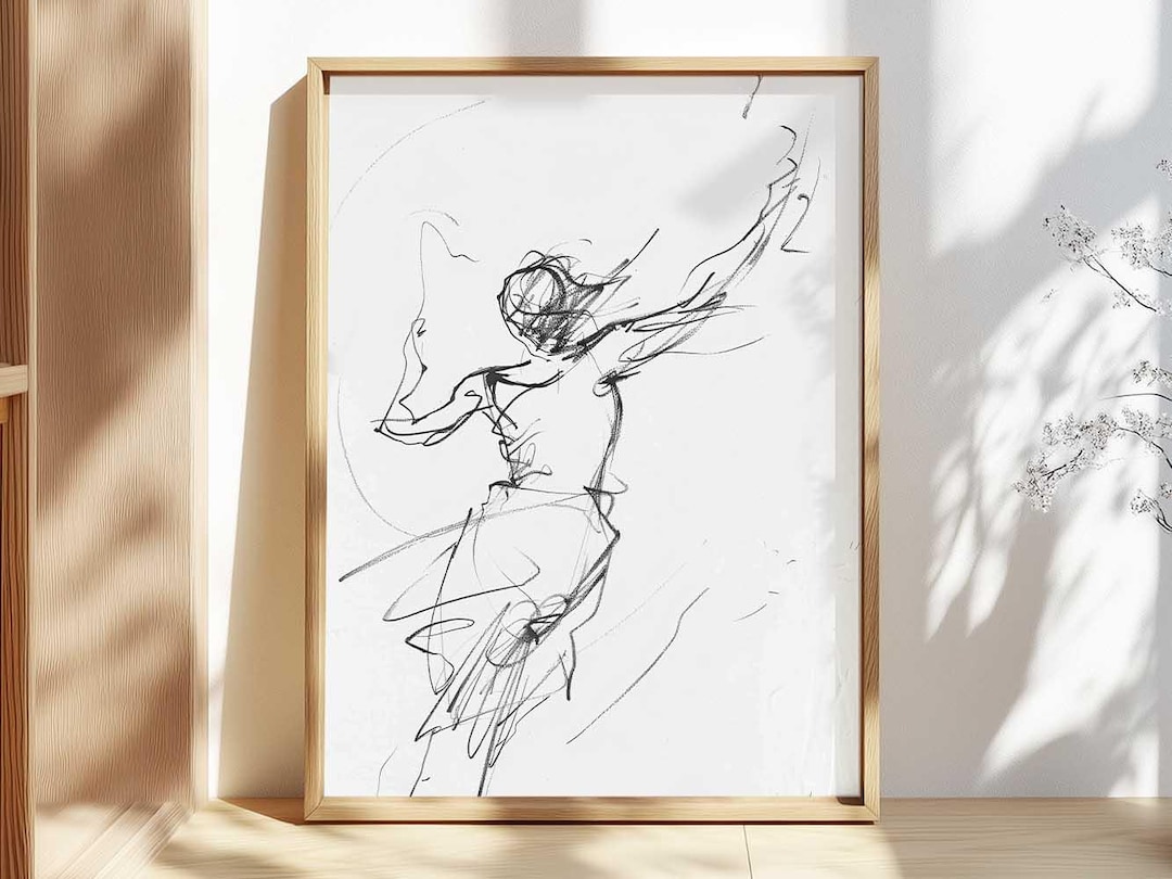 Graceful Motion Wall Art - Minimalist Female Print - Abstract Dynamic ...