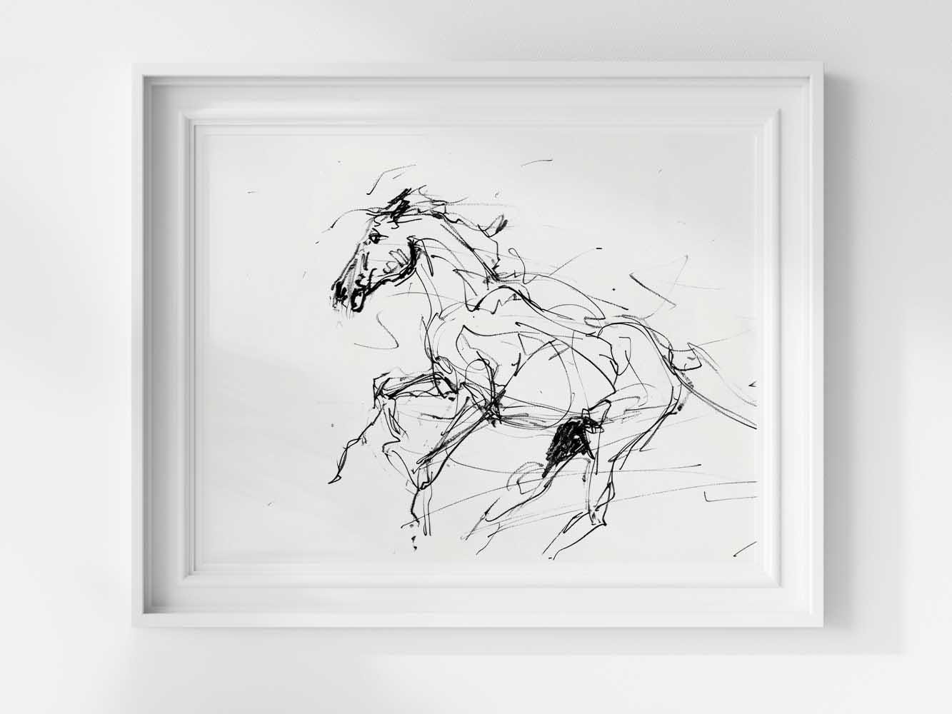 Abstract Horse Wall Art - Minimalist Equine Print - Simple Stallion ...
