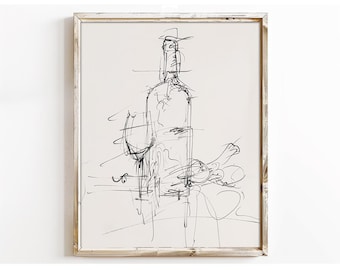 Vintage Wine Glass Wall Art - Fast Quick Winemaker Bottle Sketch - Still Life Rough Sleek Pinot - Merlot Malbec - Minimal Zinfandel Cabernet