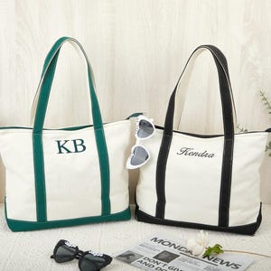 Sac fourre-tout en toile personnalisé, sac fourre-tout en toile brodé, cadeau de demoiselle d'honneur, sac fourre-tout brodé personnalisé, cadeau EVJF, cartable