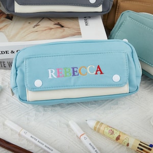Estuche de lona personalizado para lápices, estuche para útiles escolares con letras, útiles escolares, regalos para niños, estuche para lápices para maestros