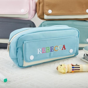 Preppy Pencil Case for School Supplies, Colourful Big Capacity Pencil Case for School Supplies, Initial Pouch with Zipper, Cute Pencil Bag